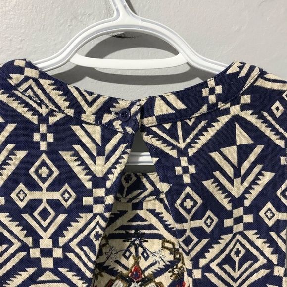 ASTR Tribal print sleeveless embroidered dress S - Picture 5 of 7